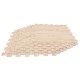 Interlocking EVA foam floor tiles with realistic wood texture, ideal for customizable coverage in living rooms and gyms.