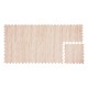 EVA foam floor tiles with wood texture, featuring interlocking joints for customizable coverage, ideal for living rooms.