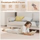 8 pieces of interlocking EVA foam floor tiles with wood texture, waterproof and easy to clean, ideal for living rooms.