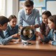 8" modern decorative tabletop globe with golden finish, showcasing detailed geography and 360° rotation for easy.