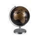 Modern 8" decorative world globe with golden finish and chrome base, perfect for desks or shelves.
