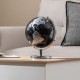 Modern 8" decorative tabletop globe with a polished black and silver finish, perfect for home or office decor.