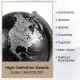 8" modern decorative tabletop globe with polished black and silver finish, featuring detailed geographic features and.