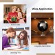8" modern decorative tabletop globe with silver finish, featuring detailed geography and 360° rotation for easy viewing.