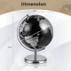 Modern 8" decorative tabletop globe in polished black and silver, showcasing detailed geography and 360° rotation.