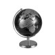 Modern 8" decorative tabletop globe with a polished black and silver finish, featuring detailed geographic features and.