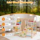 Colorful 8-in-1 foldable indoor jungle gym made of solid pine and beech wood, designed for kids' play and development.