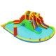 Giant 8-in-1 bounce house with 2 slides, climbing walls, and splash pool for yard parties and family gatherings.