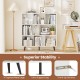 8-cube bookcase with 5 tapered metal legs in white, featuring anti-tip devices for enhanced stability and easy cleaning.