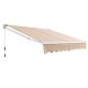 Retractable aluminum patio sun awning in beige features a sturdy frame and thickened yarn-dyed cloth for long-lasting shade.