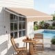 Retractable 8FT × 6.5FT aluminum patio sun awning in beige provides adjustable shade for outdoor spaces and easy installation.