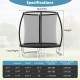8FT outdoor trampoline with curved net poles, safety pad, and galvanized steel frame for stable bouncing fun.