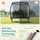 8FT outdoor heavy-duty trampoline with galvanized steel frame, curved net poles, and anti-collision foam sleeves for.