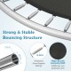 Close-up of the 8FT outdoor trampoline's high-elastic jumping mat and strong, stable bouncing structure with galvanized.