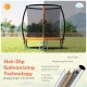 8FT outdoor heavy-duty trampoline with galvanized steel frame and curved net poles for enhanced safety and stability.