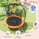 8FT outdoor trampoline in orange with safety net, ladder, and curved poles for stable bouncing fun for all ages.
