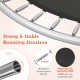 Detail of the 8FT outdoor trampoline's strong bouncing structure with galvanized steel frame and high-elastic jumping.