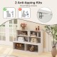 Entryway shoe cabinet in white with 4-cube storage, 2 anti-tipping kits, and a spacious seat for shoe organization.