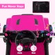 Top view of the pink 12V kids ride-on truck featuring a steering wheel, music, and horn buttons for fun driving.