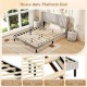 Queen size velvet bed frame with tufted wingback headboard, featuring sturdy rubber wood legs and ample under-bed.