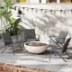 Set of 2 grey patio chairs with heavy-duty metal frames, featuring contoured backrests for outdoor comfort.