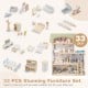 Wooden dollhouse with 33 PCS furniture accessories, featuring movable stairs and a robust design for safe, interactive.