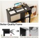 Modern black home office desk with 2 compartments, reinforced boards, and edge sealing for scratch prevention.