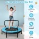 40-inch blue trampoline for kids, showcasing its high-quality PP jumping mat and no-gap edge design for safe play.