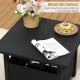 Black outdoor side table featuring a wood-like surface, 1.89" umbrella hole, ideal for patio or garden use.