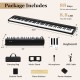 88-key foldable piano keyboard in black, featuring semi-weighted keys, portable design, and included accessories for.