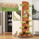 Multifunctional 90.5-inch tall cat tree in brown with private condos, scratching panels, and plush cushions for indoor.