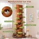Tall multifunctional cat tree in brown with private condos, jumping platforms, and plush cushions for indoor cats.