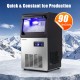 Commercial nugget ice maker with stainless steel housing, producing 90 lbs/day, ideal for kitchens and bars.