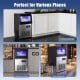 Freestanding commercial nugget ice maker with stainless steel housing, intuitive control panel, ideal for kitchens and.