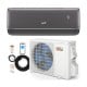 GreyVolt 9100 BTU mini split AC system with indoor and outdoor units, WiFi enabled, for efficient cooling and heating.