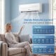 Mini split air conditioner with heat pump, remote control, and 4-in-1 design for efficient cooling and heating.