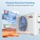 Mini split air conditioner with heat pump, showcasing chassis electrical heating for extreme weather use and efficient.
