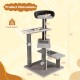 Product dimensions of the 93 cm tall gray cat tree with sisal scratching posts and plush platforms for climbing.