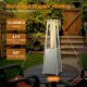 Compact 10,000 BTU stainless steel tabletop patio heater with glass tube, offering 4.5 ft heating radius for cozy.
