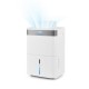 96 pints dehumidifier in white with smart touch control, 3-color indicator, and 24-hour timer for efficient humidity.