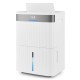 Large water tank of the 96 pints dehumidifier with visible window and handle for easy monitoring and drainage.