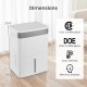 96 pints dehumidifier in white with smart touch control, 24-hour timer, and 3-color humidity indicator for home use.
