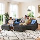 L-shaped sectional sofa with movable storage ottoman, spacious for 4, featuring linen fabric and comfy pillows for.
