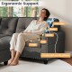 L-shaped 98-inch sectional sofa with ergonomic support, comfy pillows, and movable storage ottoman for versatile.