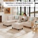 L-shaped sectional sofa couch with movable storage ottoman, spacious for 4 people, featuring linen fabric and comfy.