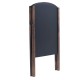 Folding 40-inch wood A-frame chalkboard with a black surface, ideal for sidewalk signage and event announcements.