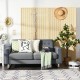 Portable folding room divider screen in natural finish, featuring sturdy frames and a tightly woven design for optimal.