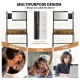 Industrial vanity table in bag-brown with a high-definition mirror and adjustable heights, perfect for makeup and.