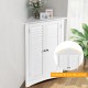 Corner storage cabinet in white with shutter doors and elegant design, perfect for maximizing space in any room.