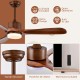 52-inch reversible ceiling fan in brown with LED light, remote control, and quiet operation for year-round comfort.